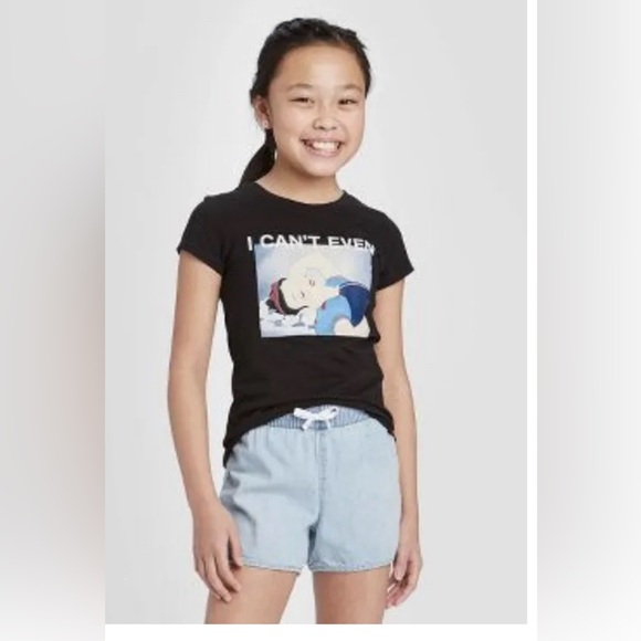 Disney Princess Snowhite “I Can’t Even” Girls Graphic T-Shirt Black MD 7/8 New - Picture 2 of 4